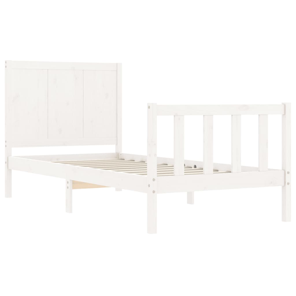 Bed frame without mattress white solid pine wood