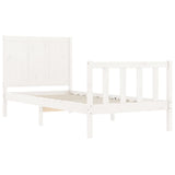 Bed frame without mattress white solid pine wood