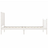 Bed frame without mattress white solid pine wood