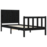 Cadre de lit sans matelas noir 90x200 cm bois de pin massif