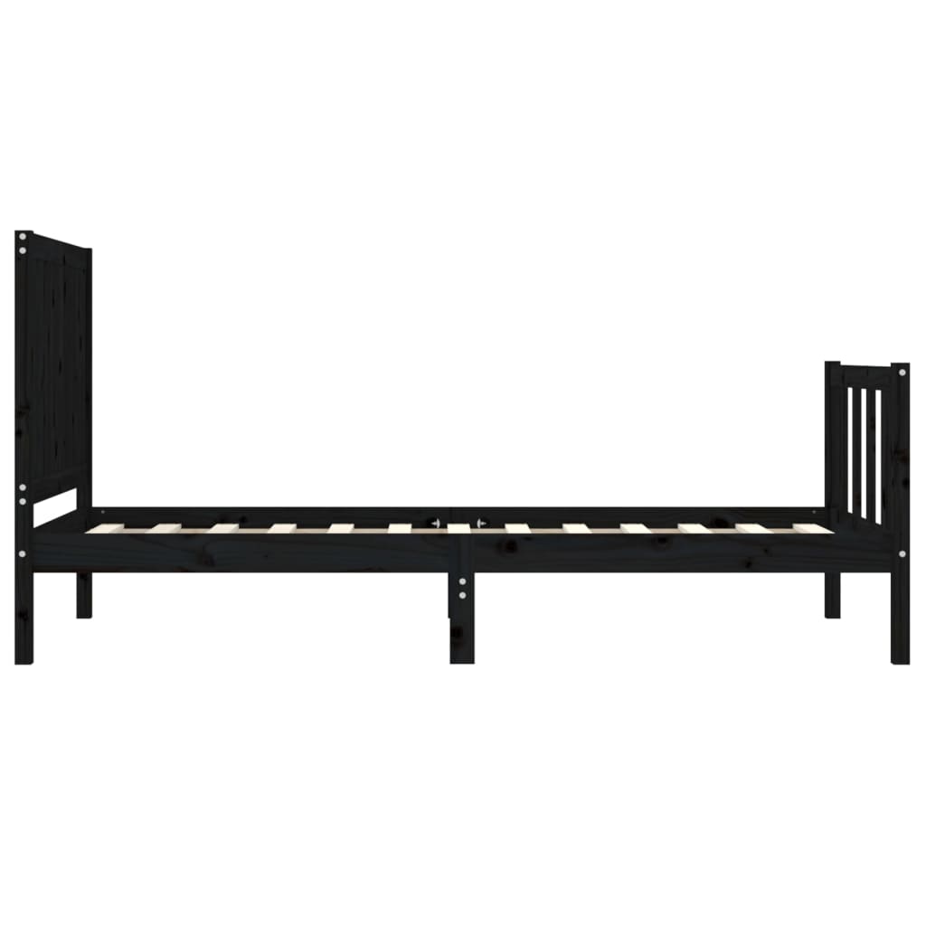 Cadre de lit sans matelas noir 90x200 cm bois de pin massif