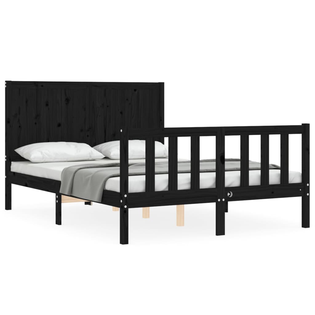 Cadre de lit sans matelas noir 120x200 cm bois de pin massif