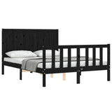 Cadre de lit sans matelas noir 120x200 cm bois de pin massif