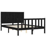 Cadre de lit sans matelas noir 120x200 cm bois de pin massif