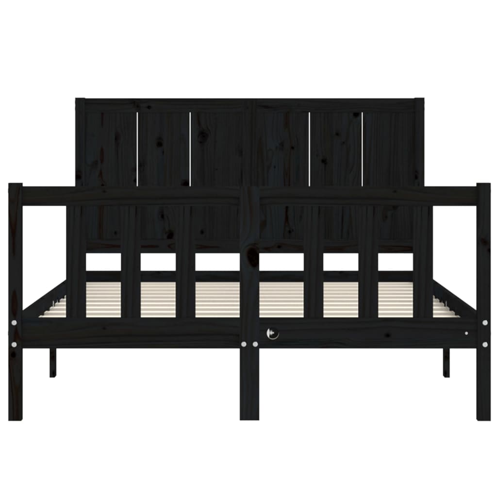 Cadre de lit sans matelas noir 120x200 cm bois de pin massif