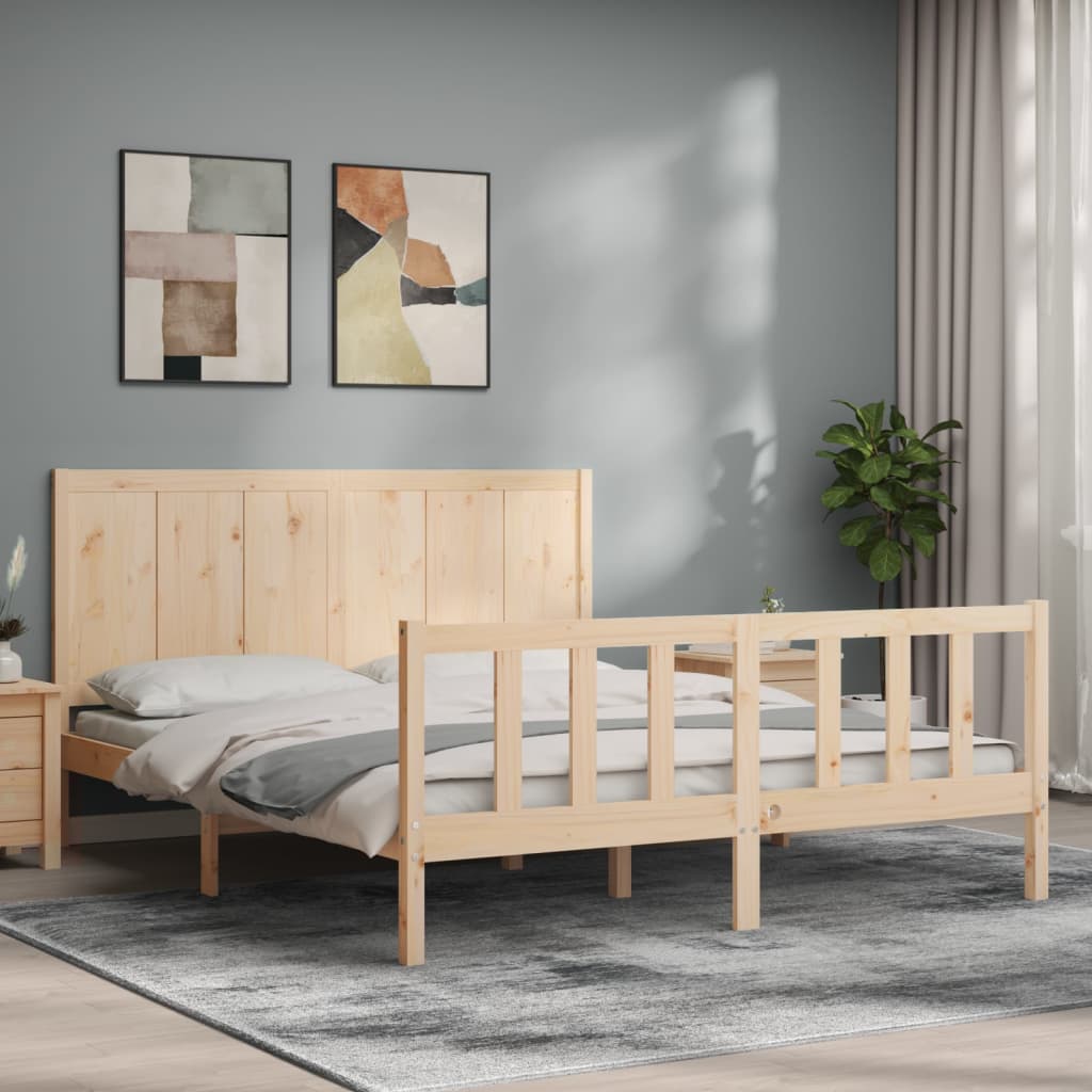 Bed frame without mattress 160x200 cm solid pine wood