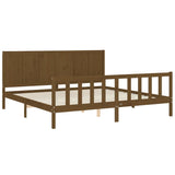 Cadre de lit sans matelas marron miel 200x200cm bois pin massif