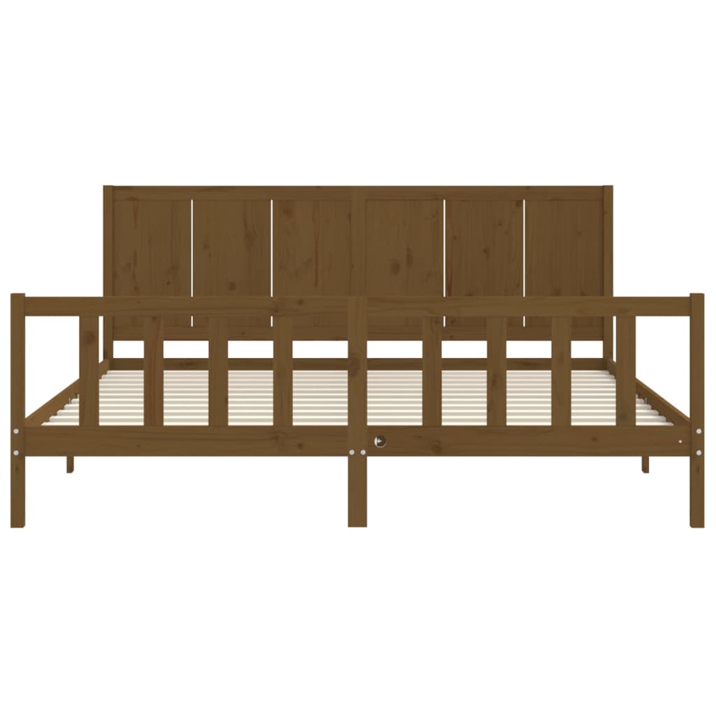 Cadre de lit sans matelas marron miel 200x200cm bois pin massif