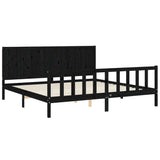 Cadre de lit sans matelas noir 200x200 cm bois massif de pin