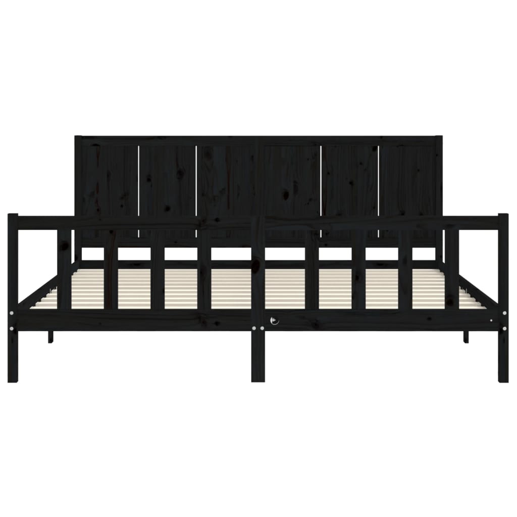 Cadre de lit sans matelas noir 200x200 cm bois massif de pin