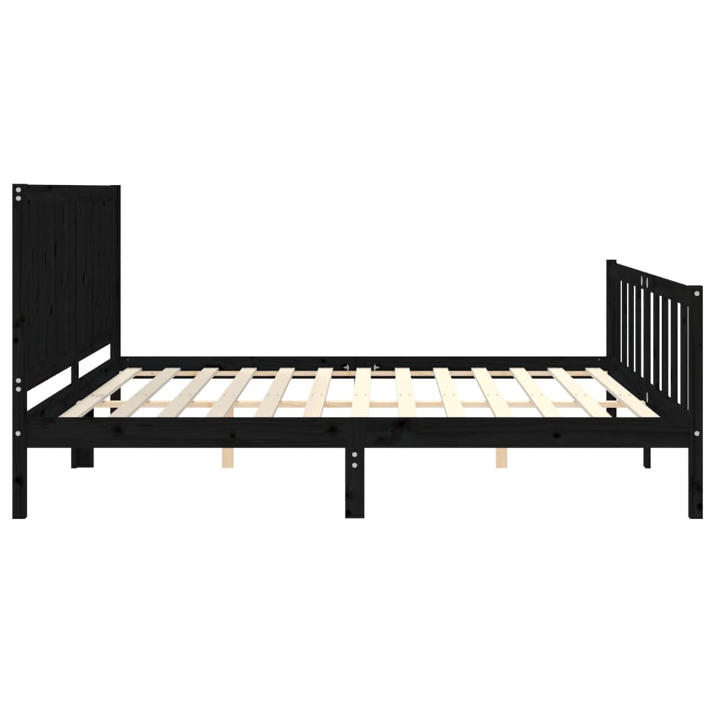 Cadre de lit sans matelas noir 200x200 cm bois massif de pin