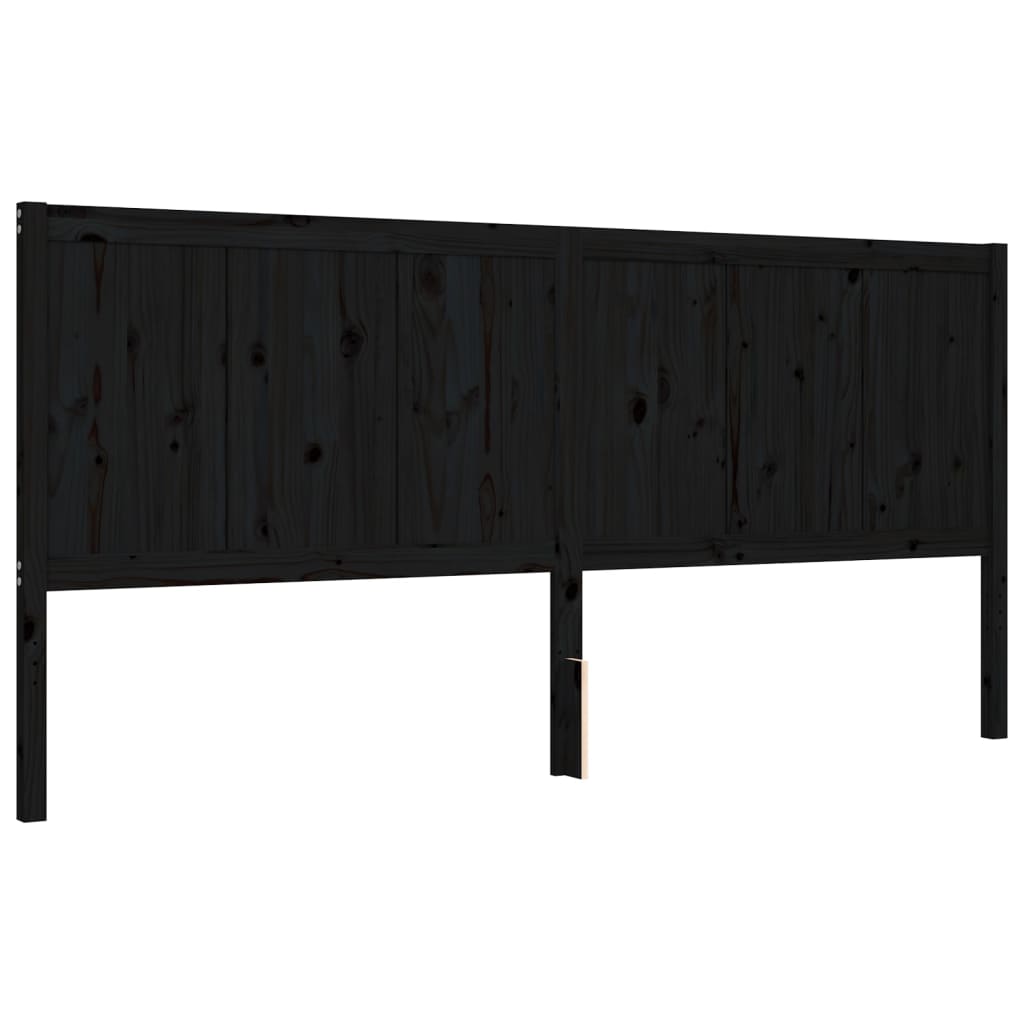 Cadre de lit sans matelas noir 200x200 cm bois massif de pin