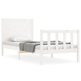 Cadre de lit sans matelas blanc bois de pin massif