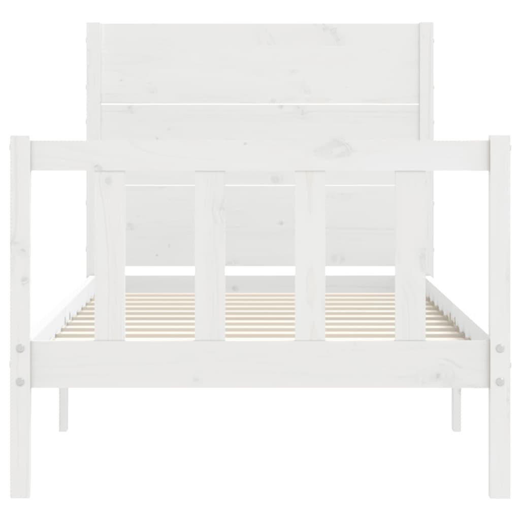 Cadre de lit sans matelas blanc bois de pin massif