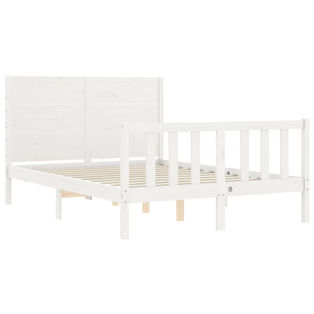 Cadre de lit sans matelas blanc bois de pin massif