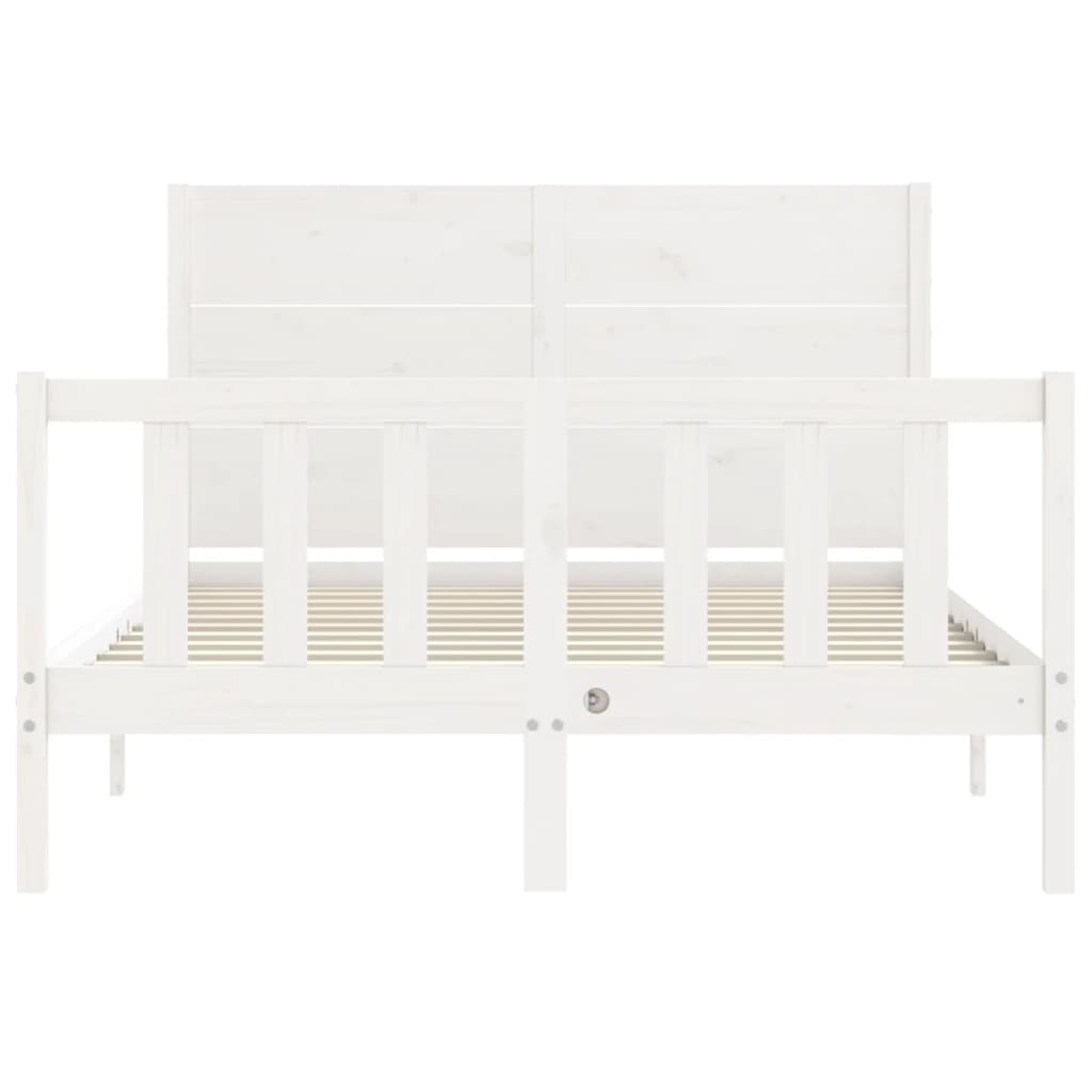 Cadre de lit sans matelas blanc bois de pin massif