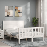 Bed frame without white mattress 140x190 cm solid pine wood