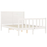 Bed frame without white mattress 140x190 cm solid pine wood