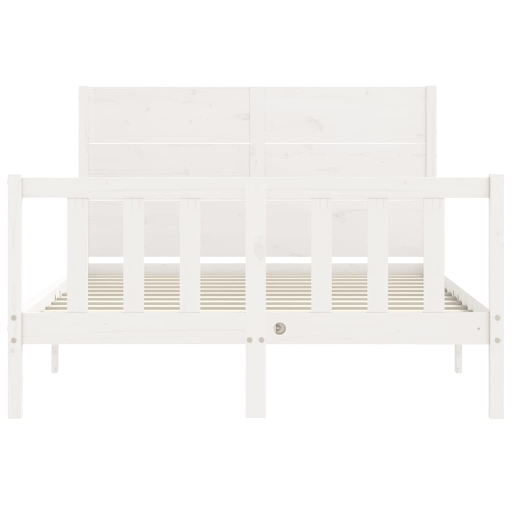 Bed frame without white mattress 140x190 cm solid pine wood