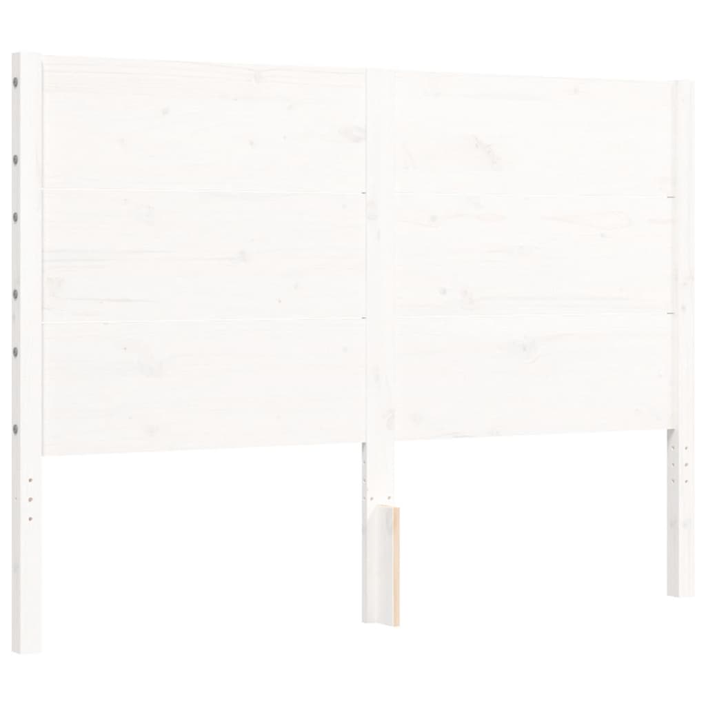 Bed frame without white mattress 140x190 cm solid pine wood