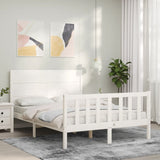 Bed frame without white mattress 140x190 cm solid pine wood