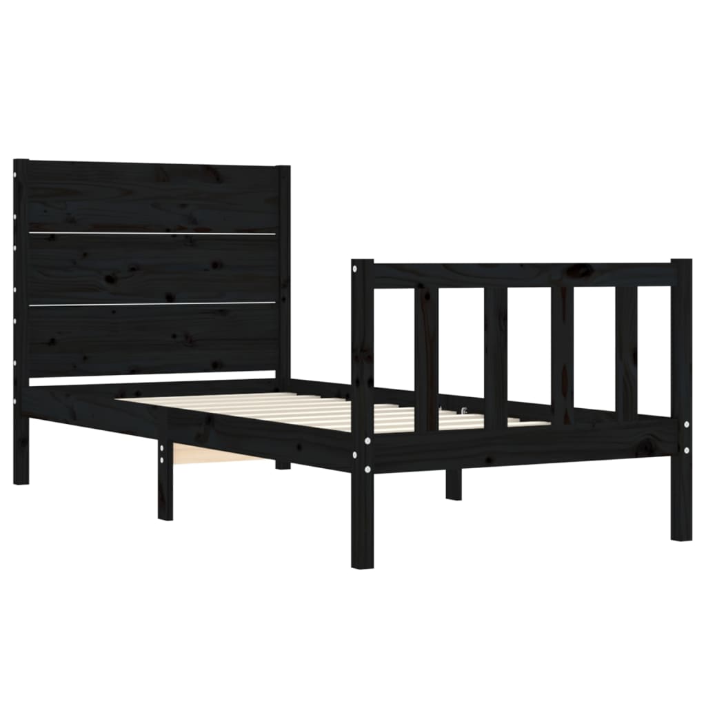 Cadre de lit sans matelas noir 90x200 cm bois de pin massif