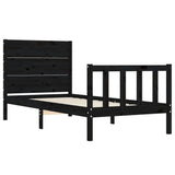 Cadre de lit sans matelas noir 90x200 cm bois de pin massif