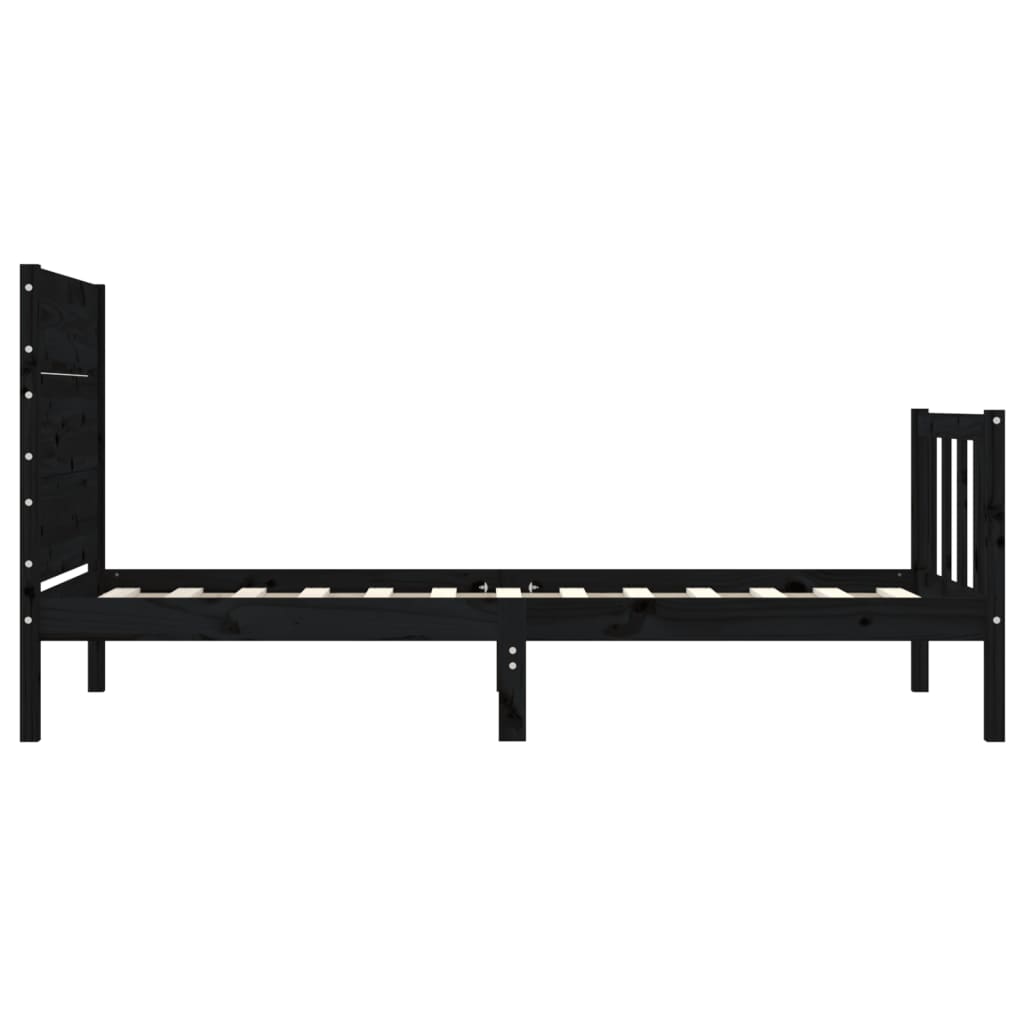 Cadre de lit sans matelas noir 90x200 cm bois de pin massif