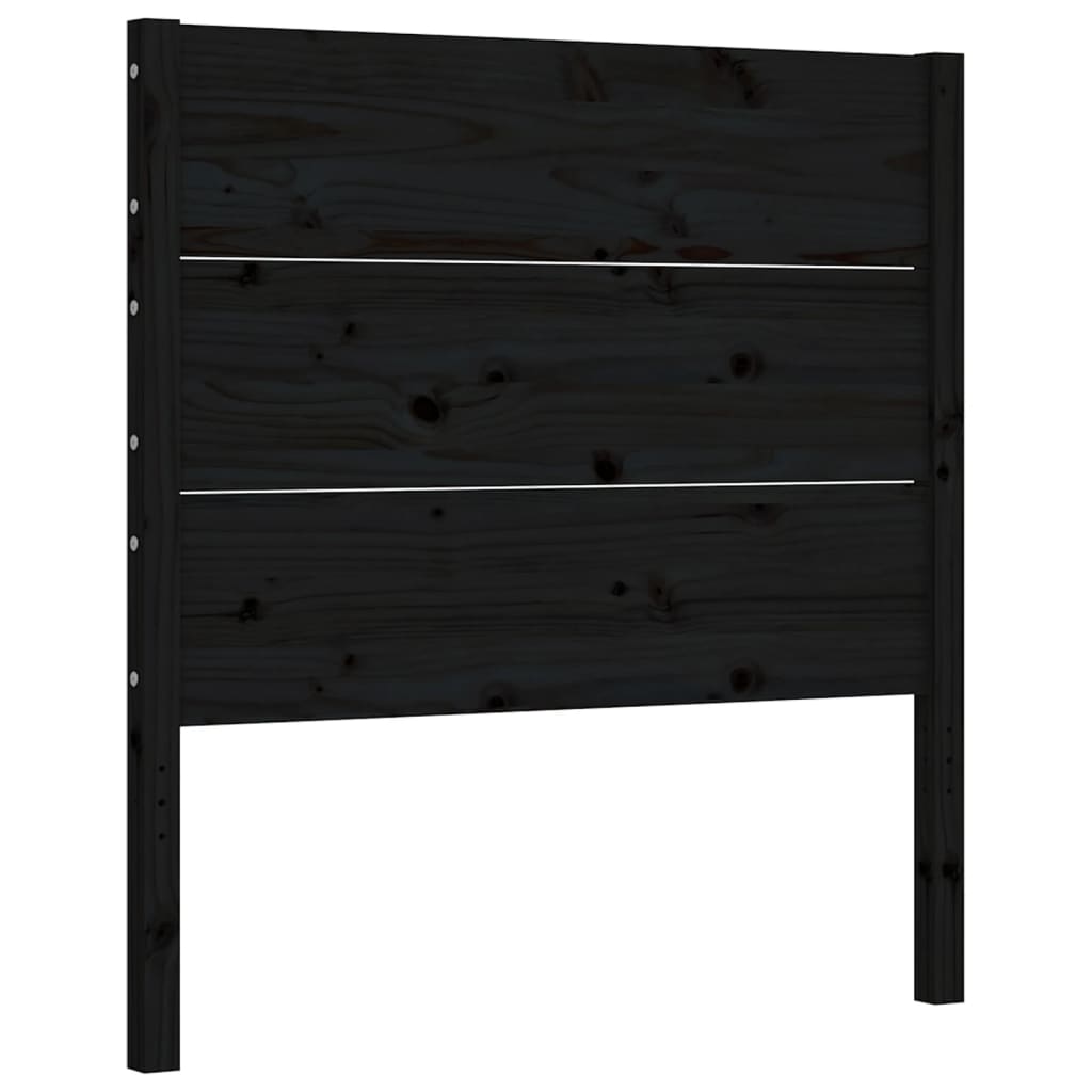 Cadre de lit sans matelas noir 90x200 cm bois de pin massif