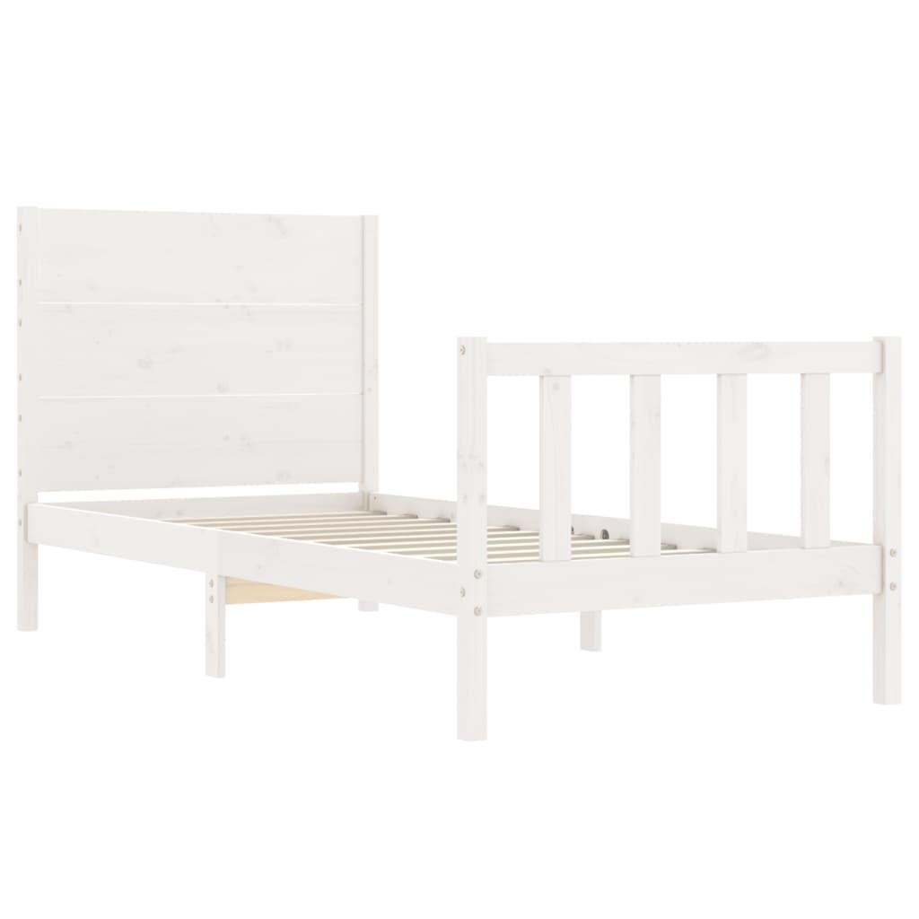 Cadre de lit sans matelas blanc 100x200 cm bois de pin massif