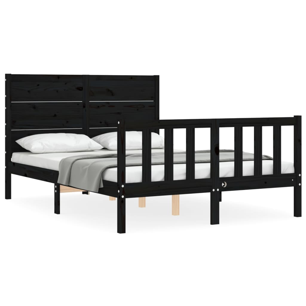 Cadre de lit sans matelas noir 120x200 cm bois de pin massif