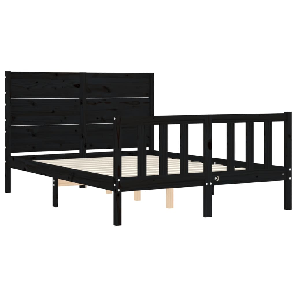 Cadre de lit sans matelas noir 120x200 cm bois de pin massif