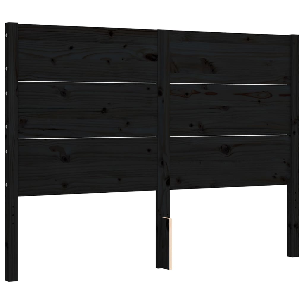 Cadre de lit sans matelas noir 120x200 cm bois de pin massif