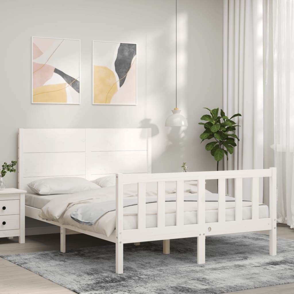 Cadre de lit sans matelas blanc 140x200 cm bois de pin massif