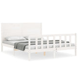 Cadre de lit sans matelas blanc bois de pin massif