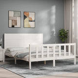 Cadre de lit sans matelas blanc bois de pin massif