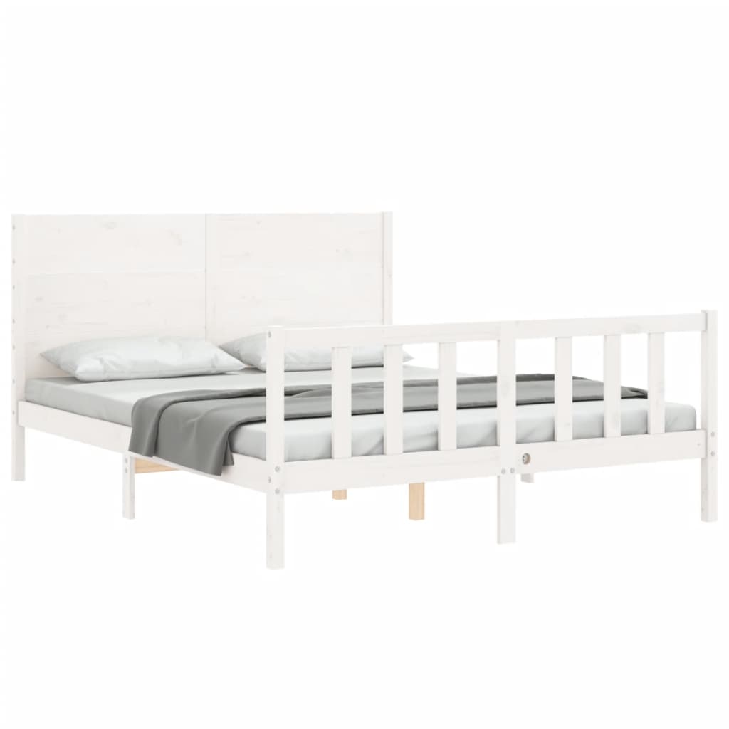 Cadre de lit sans matelas blanc bois de pin massif