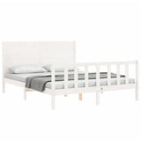 Cadre de lit sans matelas blanc bois de pin massif