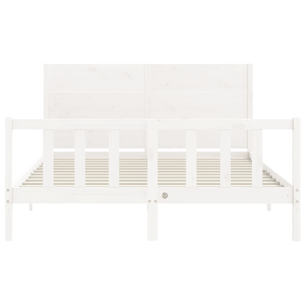 Cadre de lit sans matelas blanc bois de pin massif