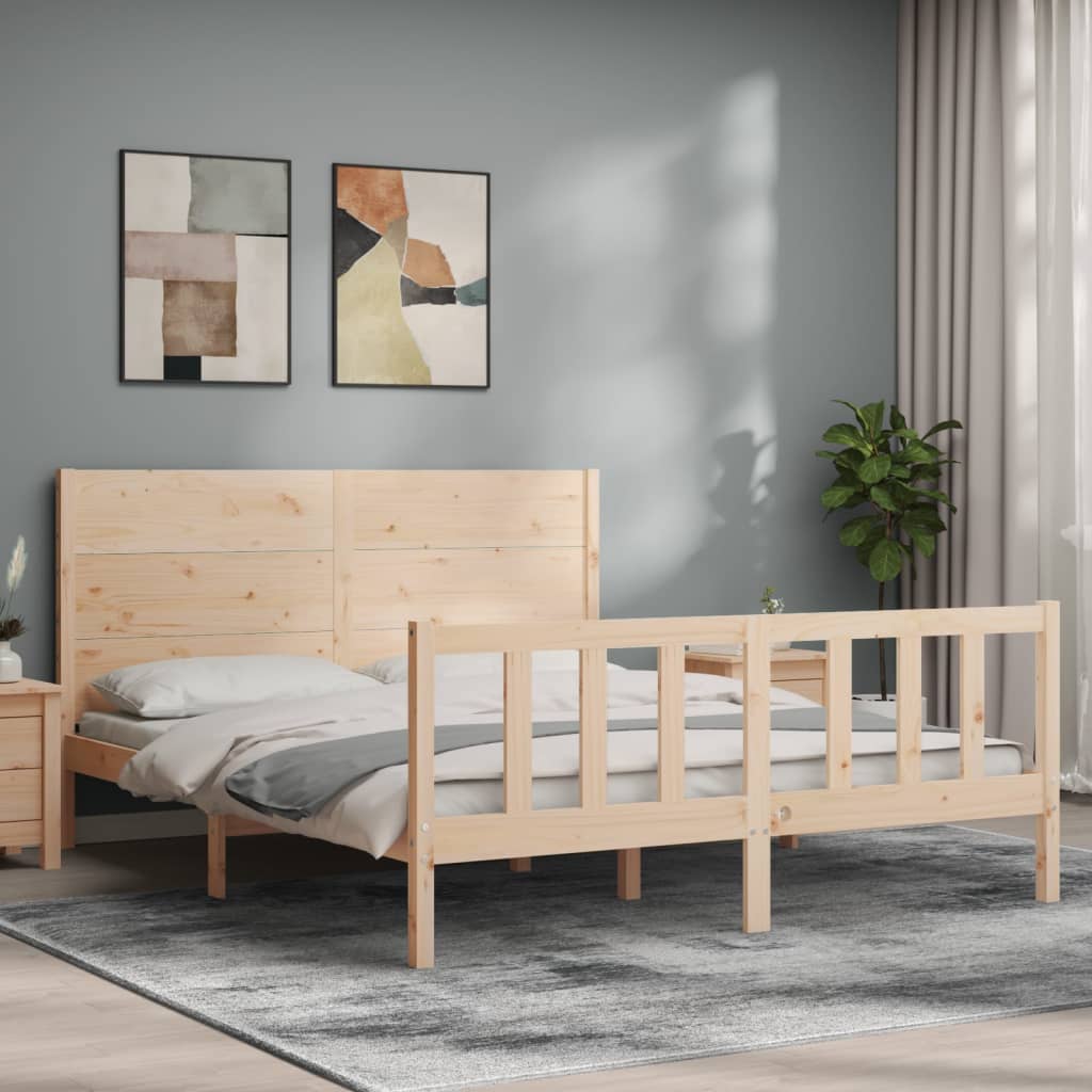 Bed frame without mattress 160x200 cm solid pine wood