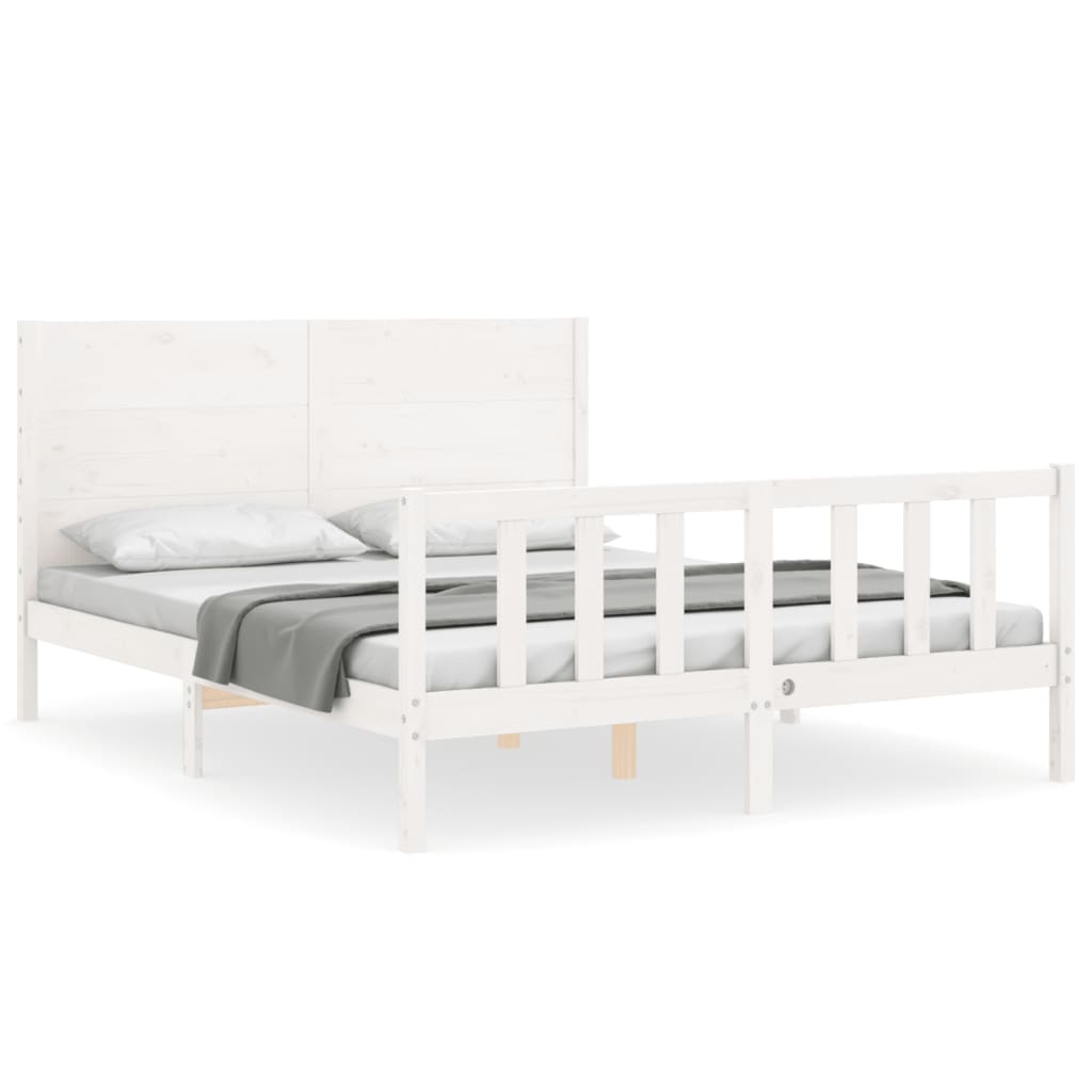 Cadre de lit sans matelas blanc 160x200 cm bois de pin massif