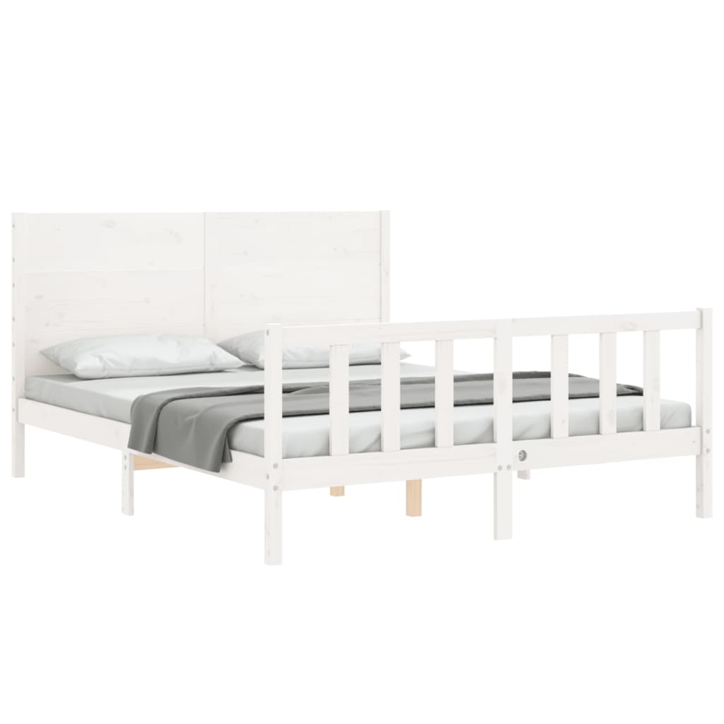 Cadre de lit sans matelas blanc 160x200 cm bois de pin massif