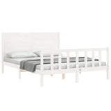 Cadre de lit sans matelas blanc 160x200 cm bois de pin massif