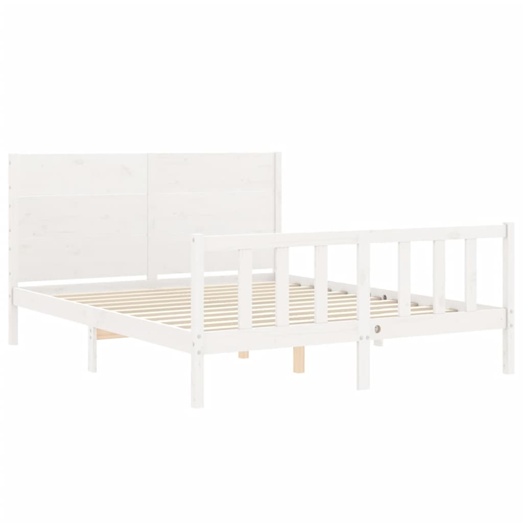 Cadre de lit sans matelas blanc 160x200 cm bois de pin massif