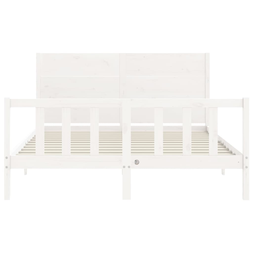 Cadre de lit sans matelas blanc 160x200 cm bois de pin massif