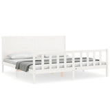 Cadre de lit sans matelas blanc bois massif de pin