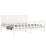 Cadre de lit sans matelas blanc bois massif de pin