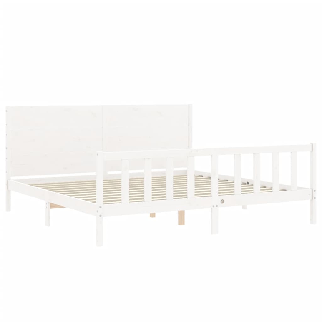 Cadre de lit sans matelas blanc bois massif de pin