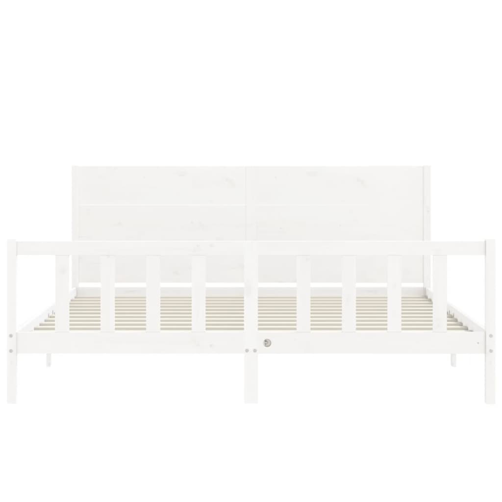 Cadre de lit sans matelas blanc bois massif de pin