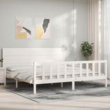 Cadre de lit sans matelas blanc bois massif de pin